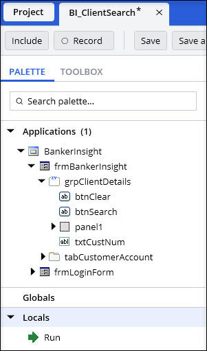 Screenshot showing controls of the BanerInsight application.