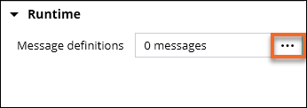 In the project properties pane, the message manifest menu icon in the Runtime section