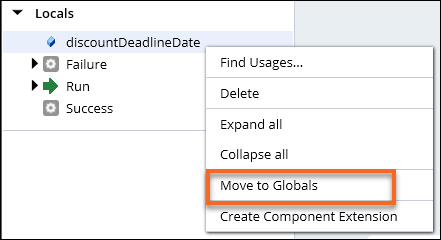 Select Move to globals to make discountDeadlineDate a global variable