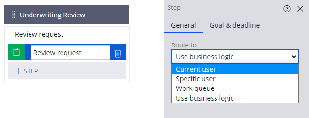 Route to dropdown in the configuration pane expanded