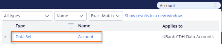 Select the Account Data set