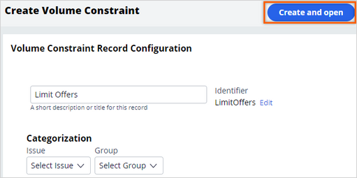 Open a newly created volume constraint