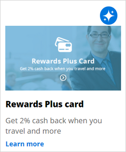 The Rewards Plus credit card tile on the U Plus Bank website