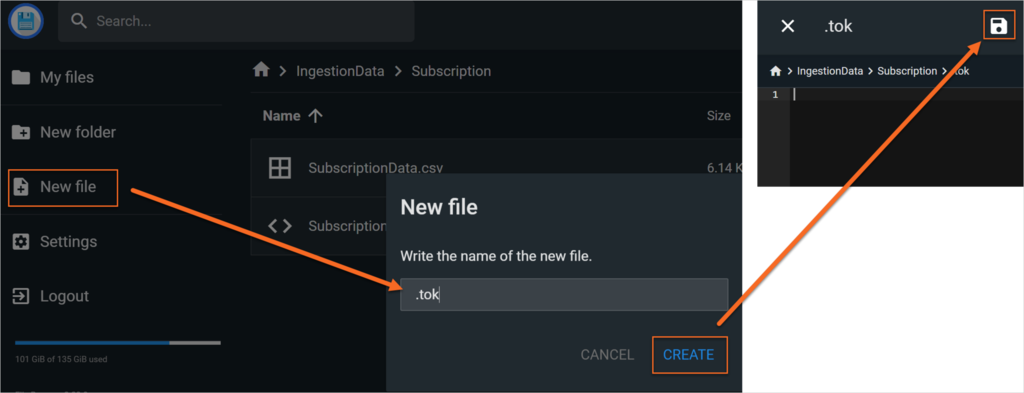Create a new empty tok file then save it