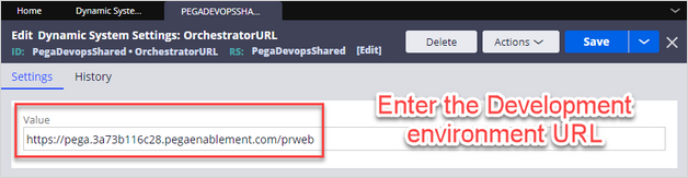 Update the development environment URL