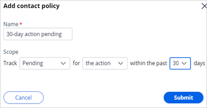 Contact policy for pending action