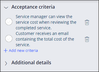 Acceptance criteria