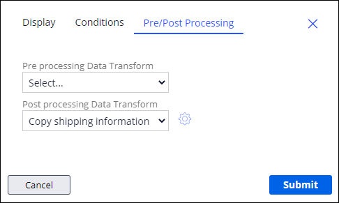 Pre/Post Processing tab on a step