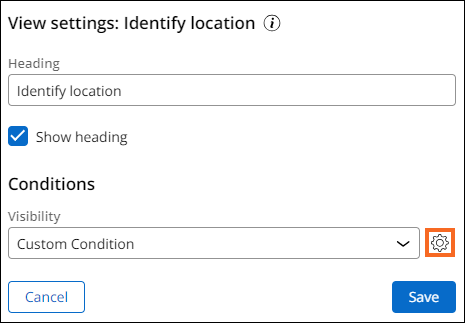 Identify view Configure Conditional Visibility button