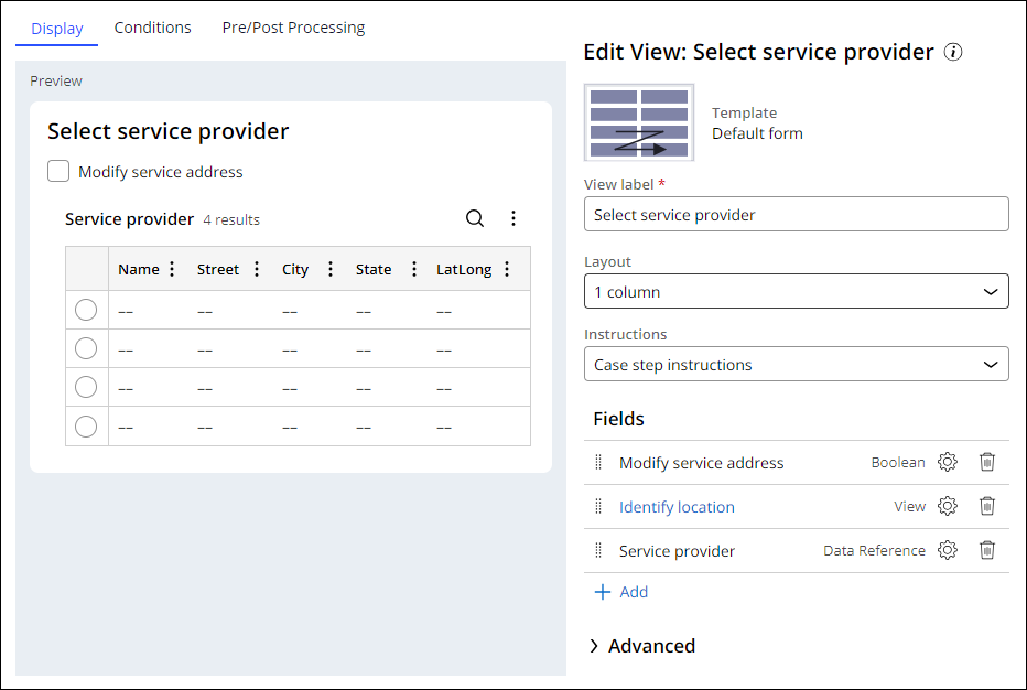 Select service provider View fully configured