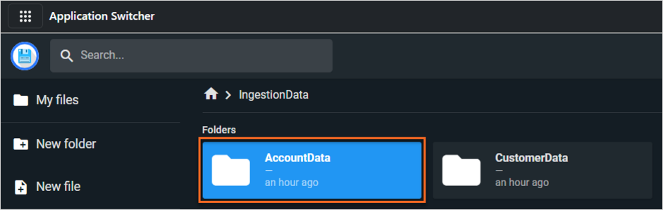 Click the account data folder