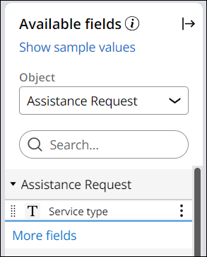 The More fields selection under Assistance Request