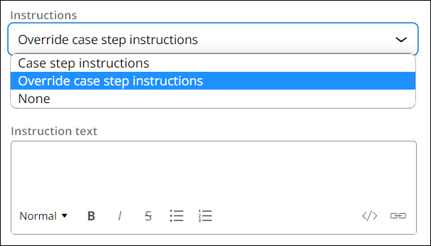 Override case step instructions from a form View