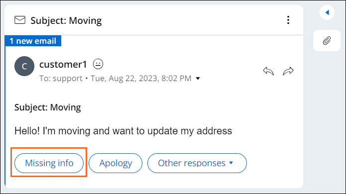 Missing info suggested reply
