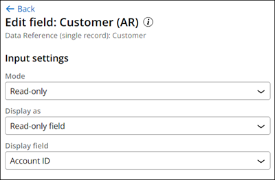 Selected Account ID as the display field for Customer AR