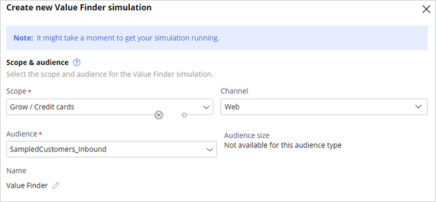 Create value finder simulation window