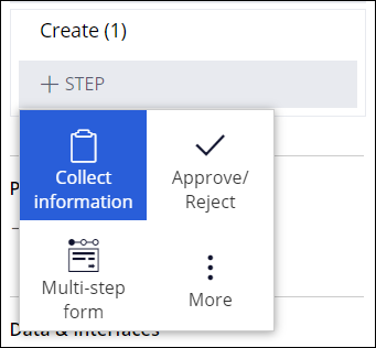 Selecting the Collect information Step