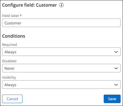 Configuration for the Customer field
