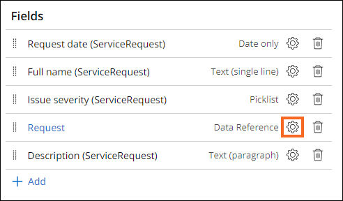 Request data reference Configure icon