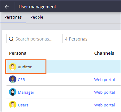 Auditor persona on the User management page