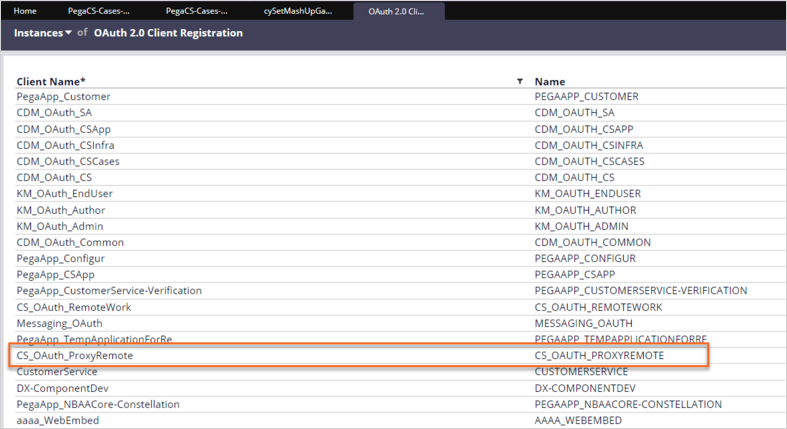 Instances of OAuth 20 Client Registration