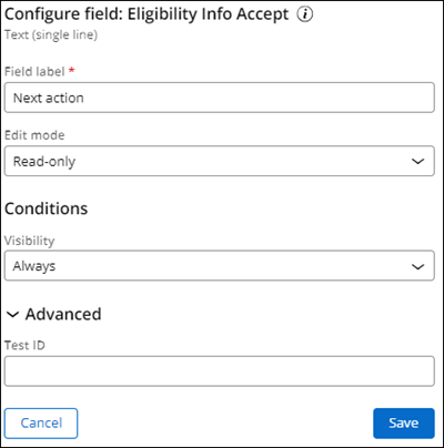 Configuration for the Eligibility Info Accept field.