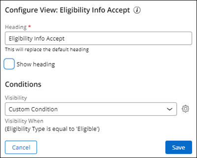 Configuration for the Eligibility Info Accept View.