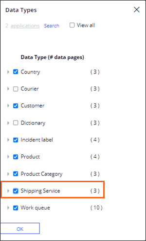 Select the Shipping Service data type.