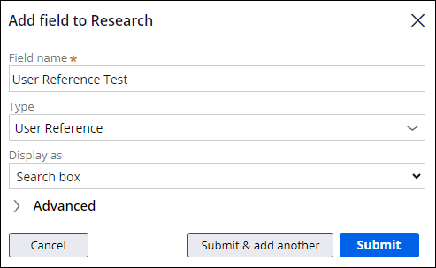Add User reference test field