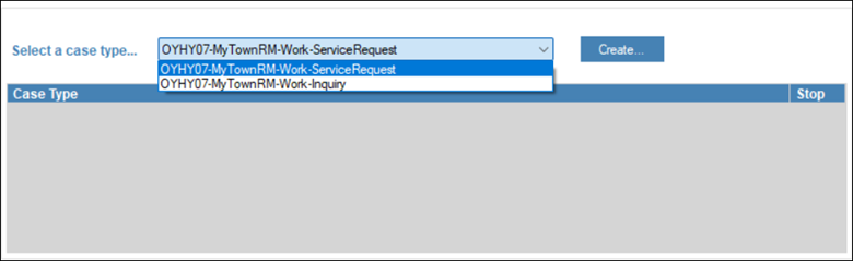 The MyTownRM-Work-ServiceRequest case type.