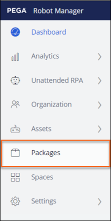The Packages option in the navigation pane.
