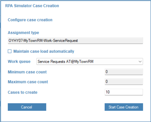 ​ Start case creation for service request queue