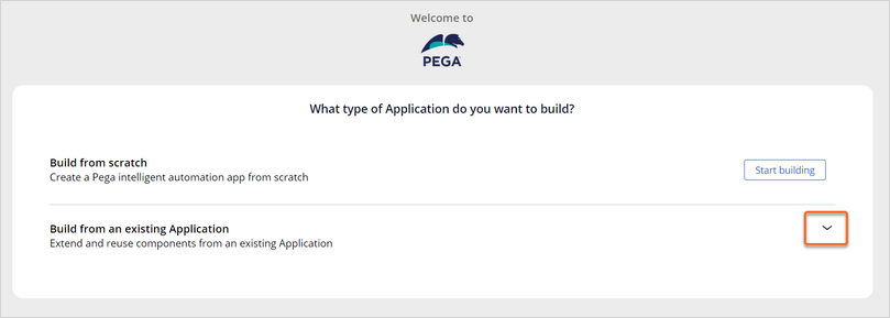 The What type of application do you want to build screen