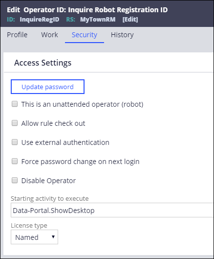 The access settings for the organizational unit.